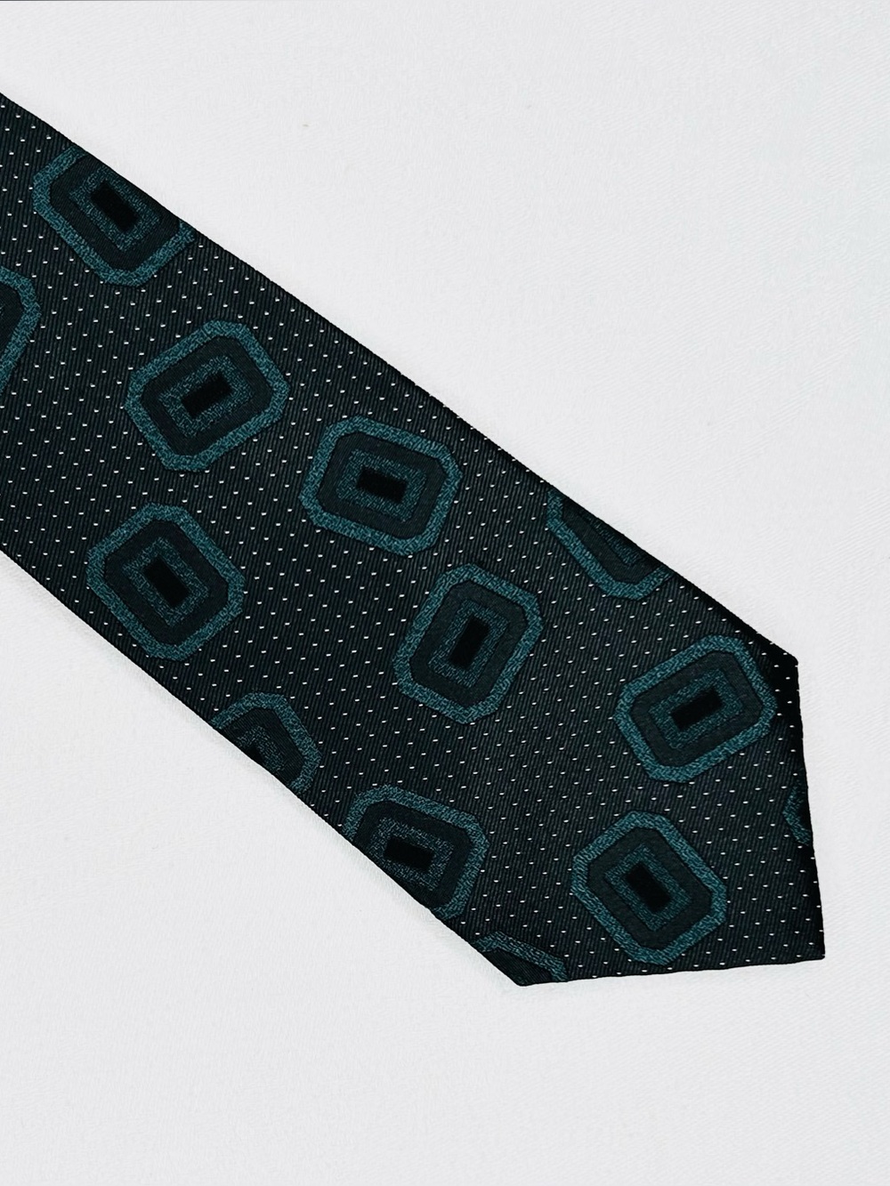 Vintage Christian Dior Silk Tie Teal & Black Abstract Monsieur Limited Edition
